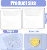 50 Pack Plastic Coin Sleeves, 2.1 x 2.1 Inch Clear Plastic Coin Protectors Small Pouches for Coins Holder Storage Individual Coins Holders for Currency Bills Collectors