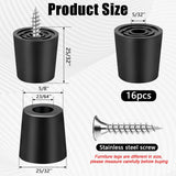 16 Pack Rubber Cutting Board Feet Non Slip Screw On Rubber Feet for Cutting Board with Stainless Screws Small Bumper Pads for Electronics, Furniture, Wood Stool, Table Leg, 3/4" W x 25/32" H
