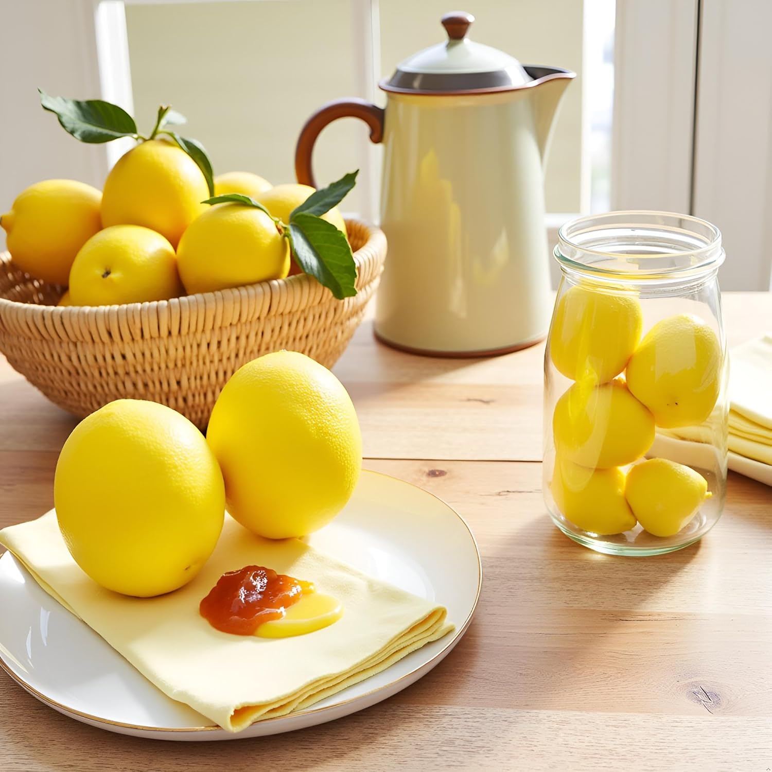 4 Pcs Artificial Yellow Lemons Lifelike Fake Fruit for Home Kitchen Party Decoration Photography Prop Artificial Fruit Artificial Plants and Flowers