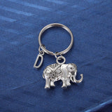 Initial Elephant Charm Keychain Elephant Keyring Elephant Lover Accessory Strength Friendship Gift for Girls Women