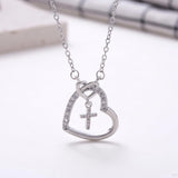Kvekstio Christian Gift Heart Cross Necklace with Prayer Blessing Card for Teens Women, First Communion Confirmation Gift