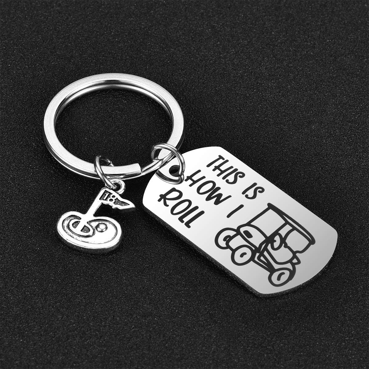 JanToDec This is How I Roll Golf Keychain Golf Cart Key Chains for Golfer Gift