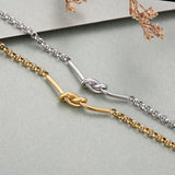 Kvekstio Set of 2 Friendship Knot Bracelets for Women – Gold & Silver Matching Chain Bracelets for Best Friends Besties or Bridesmaids, Meaningful Long-Distance Gift for Birthday Christmas Wedding
