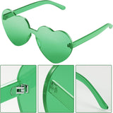 Maxdot 2 Pieces Heart Shape Rimless Sunglasses Transparent Candy Color Frameless Glasses Love Eyewear