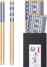 10 Pairs Reusable Bamboo Chopsticks, Japanese Style Natural Bamboo Wooden Chopstick Classic Style Chop Stick 8.8 Inch