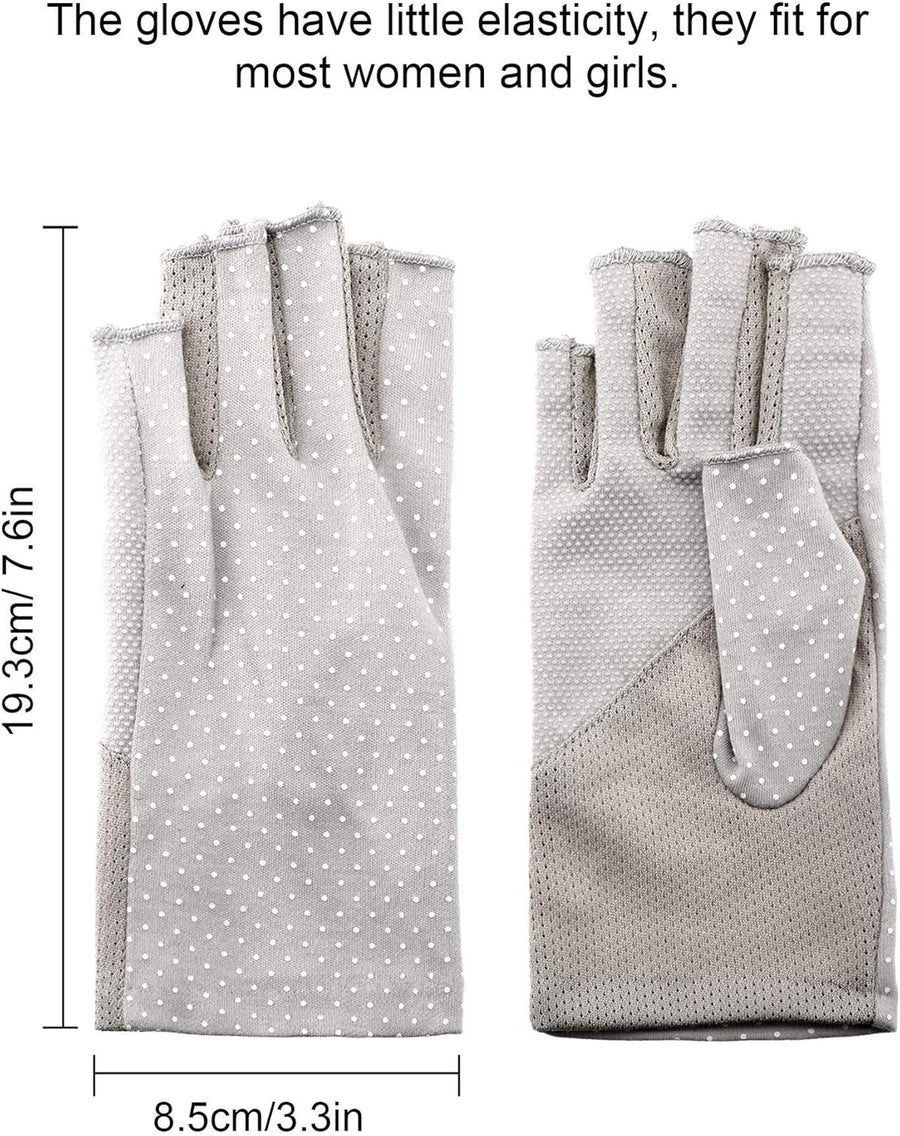 Maxdot Sun Gloves for Women UV Protection Fingerless Non Slip Sunscreen Driving Gloves for Summer Outdoor