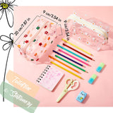 Amylove 2 Pack Cute Flower Makeup Bags Daisy Zipper Pouches Floral Pencil Pouch Portable Toiletry Pouches for Women Travel Vacation Bathroom School Organizing(Daisy)