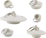 6 Pieces Drain Stopper, Rubber Kitchen Sink Drain, Sink Stopper Drain Plug with Pull Ring for Kitchen, Bathtub, Bathroom and Laundry Sink in 6 Different Sizes, White