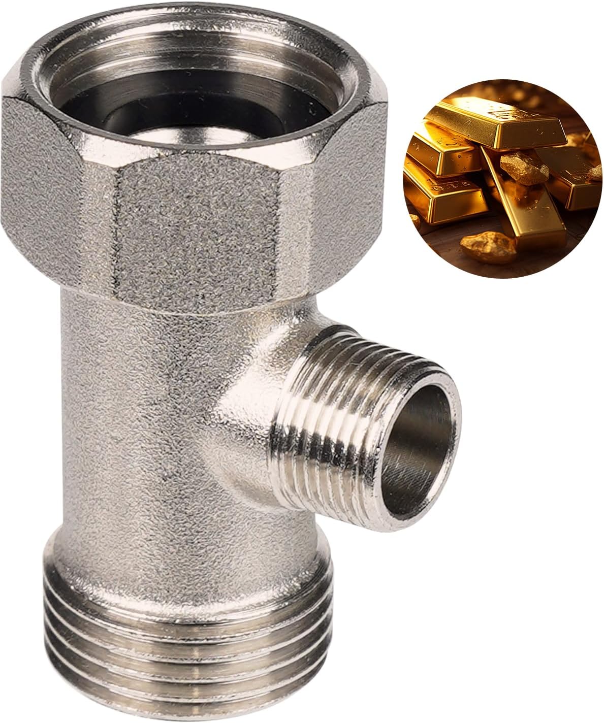 Bidet T Adapter, Metal T Valve for Bidet(7/8” x 7/8” x 3/8”) or (15/16" x 15/16" x 9/16"), 3 Way Tee Connector Bidet Attachment for Toilet