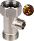 Bidet T Adapter, Metal T Valve for Bidet(7/8” x 7/8” x 3/8”) or (15/16" x 15/16" x 9/16"), 3 Way Tee Connector Bidet Attachment for Toilet