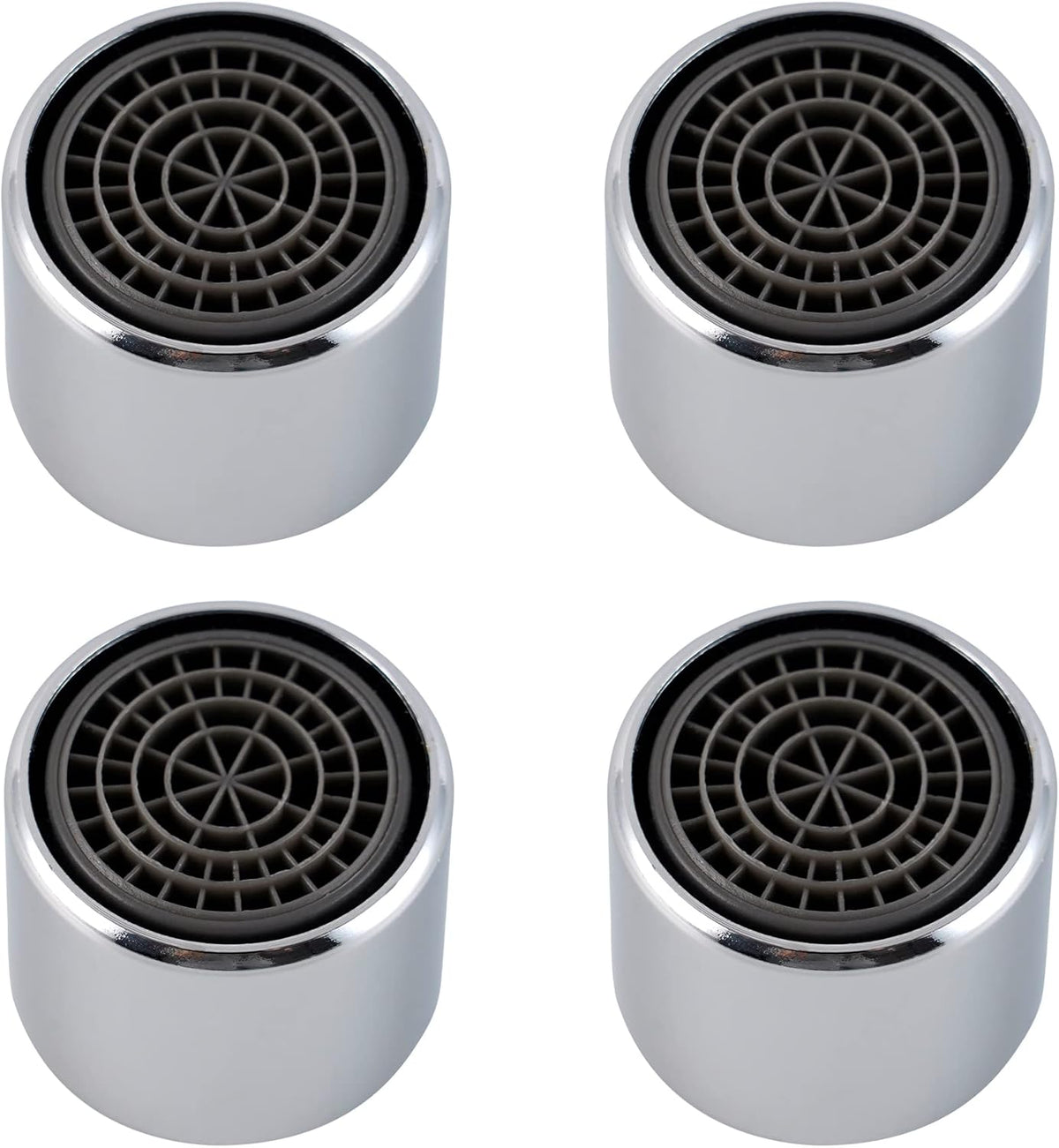 4 Pack Faucet Aerator, Kitchen Sink Aerator Shell with Built-in Filter, 55/64 Female Thread Bathroom Faucet Filter, Splash-Proof, Chrome Finish
