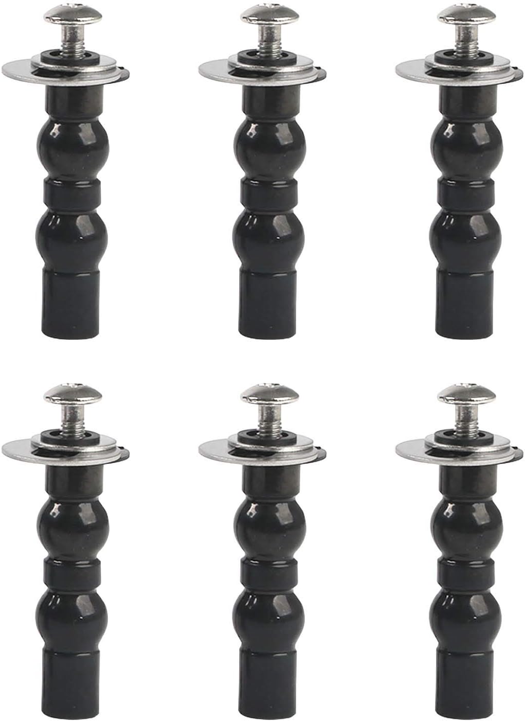 6 Pack Universal Toilet Seat Hinges Screw - Blind Hole Fixings Expanding Rubber Top Fix Nuts for Top Mounting - 3 Pairs With Two Expandable Ball