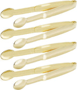 5.75" Mini Appetizer Tongs Set, Tiny Stainless Steel Small Tongs for Serving, Tea Party, Coffee Bar, Desserts, Set of 4 (Gold)