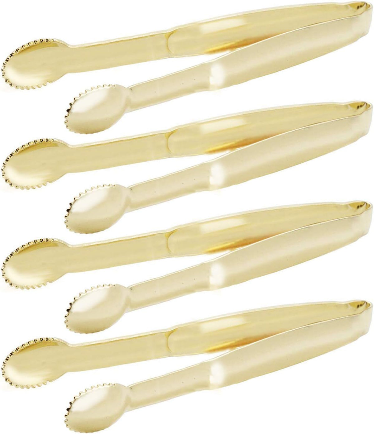 5.75" Mini Appetizer Tongs Set, Tiny Stainless Steel Small Tongs for Serving, Tea Party, Coffee Bar, Desserts, Set of 4 (Gold)