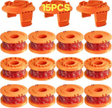 15 Pack (WA0010)Replacement Trimmer Line Spool Compatible with Worx Weed Eater, 0.065 inch Trimmer Line Refills for Worx Trimmer,Weed Wacker String Replacement Parts(12 Trimmer Spools,3 Trimmer Caps)