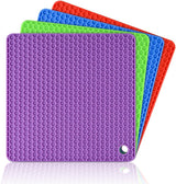 Silicone Trivet Mats - Hot Pads Spoon Rest, Multipurpose Trivet for Hot Dishers Heat Resistant Food Grade Silicone Set of 4
