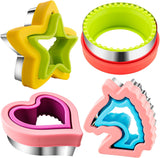 Sandwich Cutter and Sealer for Kids 4pcs Large Bread Decruster Sandwiches Cruster Maker Vegetable Fruit Cookies Food Cutter Shapes Set for Boys Girls Lunch Bento Box Unicorn Star Heart Round