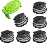 7 Pack Weed Wacker String for Greenworks Weed Eater, 0.065" 18ft Dual String Trimmer Replacement String Spool(2900719) with Spool Cap Cover(6 Spools+1 Cap)