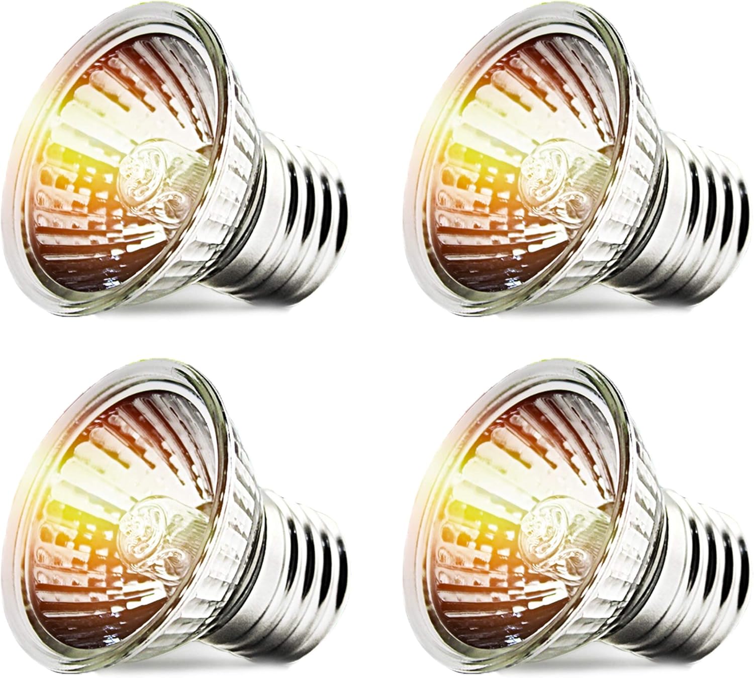 4-Pack 75W UVA+UVB Bulbs | Heat and Light for Reptiles and Amphibian Tanks, Terrariums and Cages | Works with Various Lamp Fixtures