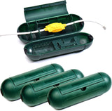 4 Pack Extension Cord Protective Cover Set (Green) | Indoor Outdoor Water-Resistant Holder for Holiday String Lights, Plugs and Wires | Capsule Shaped Protector with Large Compartment