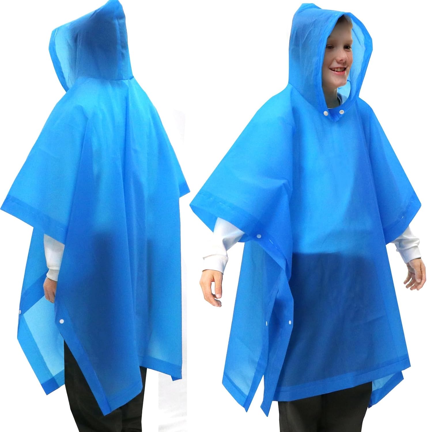 2 Pack Raincoats for Kids Emergency Ponchos Reusable Rain Poncho with Hood Waterproof Rain Coats for Boys and Girls