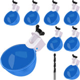Professional Chicken Waterer Cups, 8 Packs Blue Large Chicken Water Feeder, Tee Fittings Poultry Waterer Suitable for Duck, Chicks, Goose, Turkey, Bunny and Bird with Mounting Hole Opener