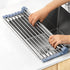Over The Sink Dish Drying Rack, Roll Up Dish Drying Rack Kitchen Dish Rack Stainless Steel Sink Drying Rack, Foldable Dish Drainer, 17.5&