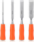 4 Piece Wood Chisel Sets Woodworking Tools Set, Wood Chisels for Woodworking with Steel Hammer End, Wood Tools Chisel Set Woodworking with Ergonomic Plastic Handle, 6mm, 12mm, 18mm, 24mm