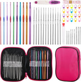 Crochet Hooks Set, 54 Pack Crochet Needles Set Crochet Kits for Beginners, Ergonomic Crochet Hooks Kit with Storage Case, Knitting Needles, Hand Craft Knitting Accessories for Crocheters