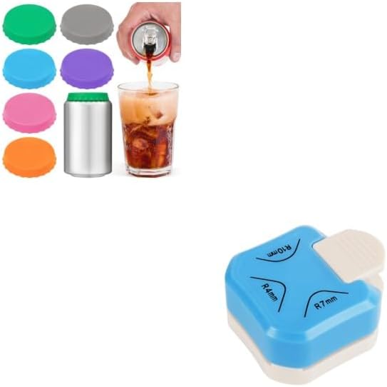 6 Pack Silicone Soda Can Cover Lids, Reusable Soda Can Lids Beer Can + Paper Corner Rounder Punch, Corner Punch Corner Cutter