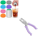 6 Pack Silicone Soda Can Cover Lids, Reusable Soda Can Lids + Single Hole Punch 1/4” Hole Puncher for Crafts Purple