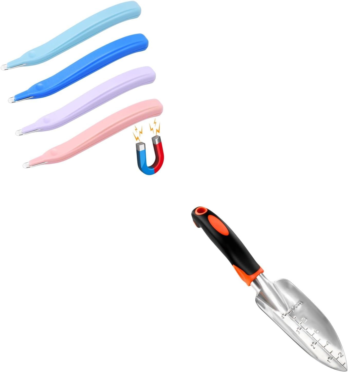 4 Pack Magnetic Staple Remover Tools, Professional Stapler Removers + Garden Shovel Trowel Garden Tool with Measurement Mark