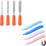 4 Piece Wood Chisel Sets Woodworking Tools Set, Wood Chisels for Woodworking with Steel Hammer End+ 4 Pack Magnetic Staple Remover Tools
