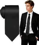 Ties for Men, Solid Color Neckties, Mens Black Tie, Neck Ties Formal for Wedding, Business, Party