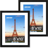8x10 Picture Frame Set of 2, Photo Frame with HD Plexiglass, Display Pictures 5x7 with Mat or 8x10 Without Mat Multi Picture Frames Collage for Tabletop or Wall Display, Black