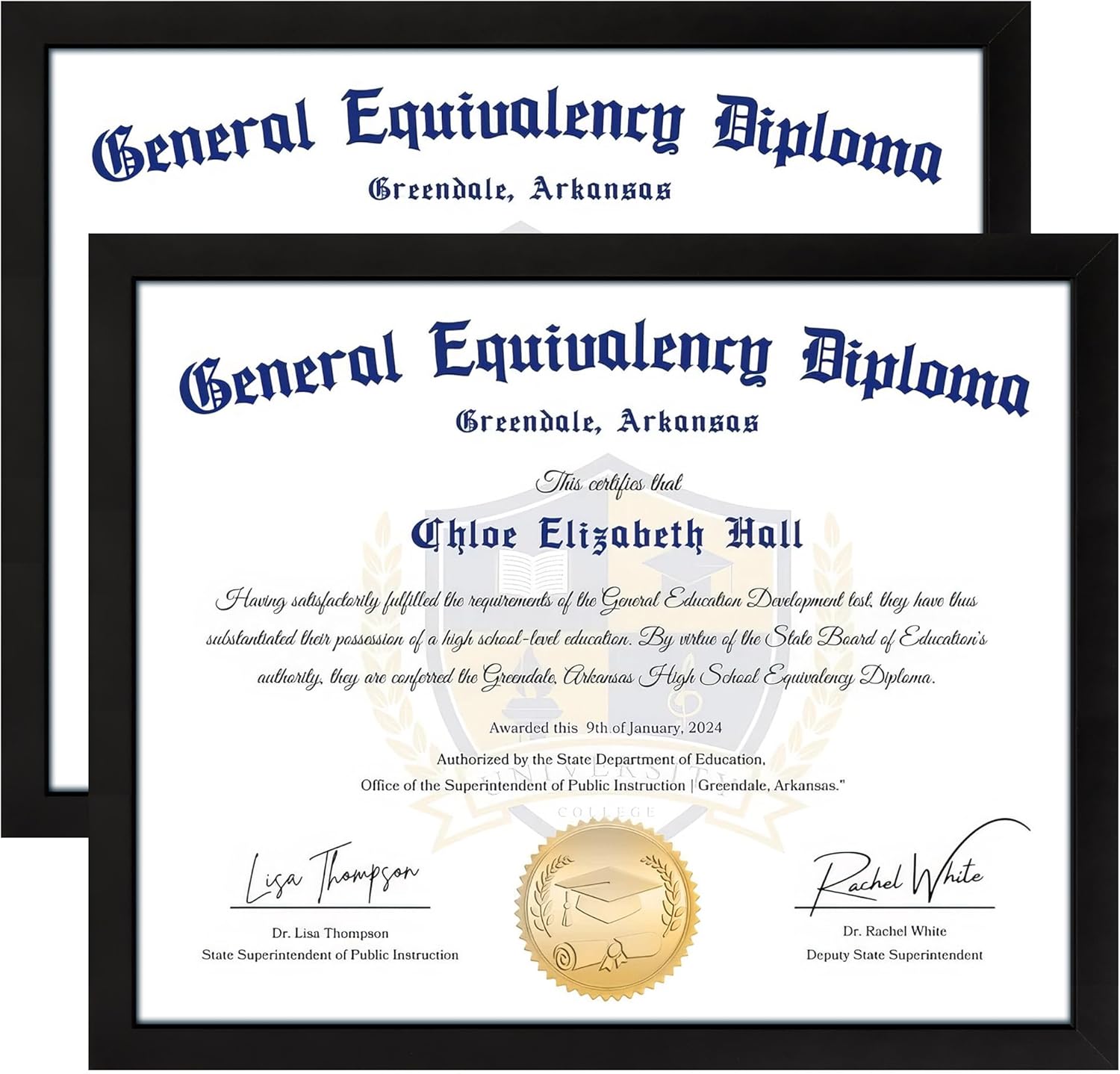 8.5x11 Diploma Frame, Black Picture Frame With Clear Plexiglass, 2 Pack Certificate for Wall Display, Document Frame, High School Diploma