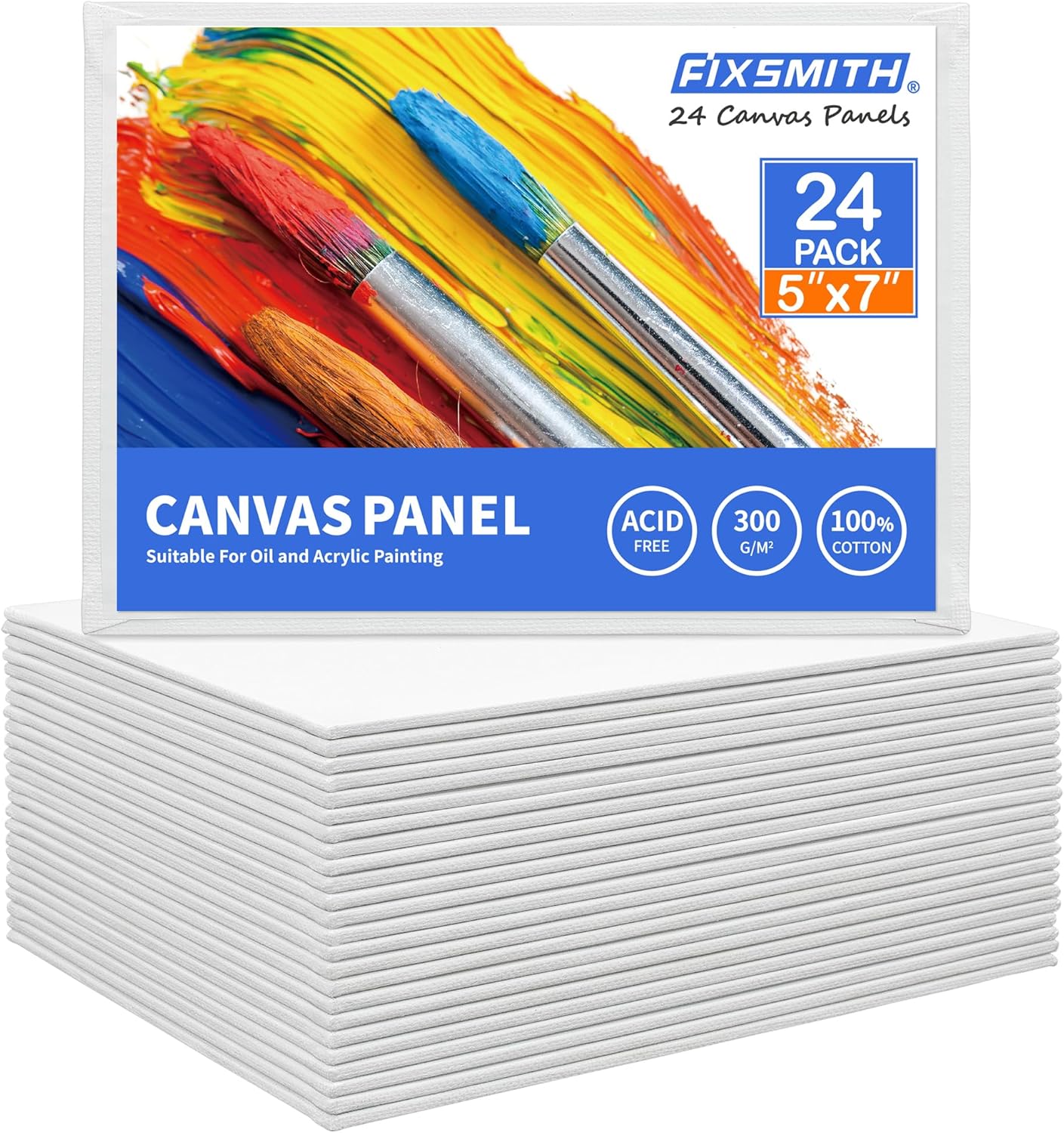 Canvas Boards for Painting 5x7 Inch, Super Value 24 Pack Mini Canvases, White Blank Canvas Panels, 100% Cotton Primed, Painting Art Supplies