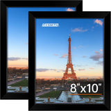 8x10 Picture Frame, Black Poster Frame with HD Plexiglass, Display Pictures 5x7 with Mat or 8x10 Without Mat, Photo Frames Collage for Tabletop or Wall Display, 2 Pack