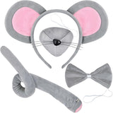 Mouse Costume Accessory Set,Rat Costume Set,Mouse Costume Set Includes Ear Headband,Tail,Nose,Bow Tie for Halloween