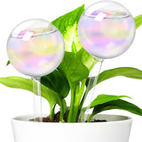 2 Pcs Iridescent Self Watering Globes,Rainbow Plant Watering Insert,Automatic Plant Waterer Glass Bulbs,Clear Glass Plant Water Globes for Indoor and Outdoor