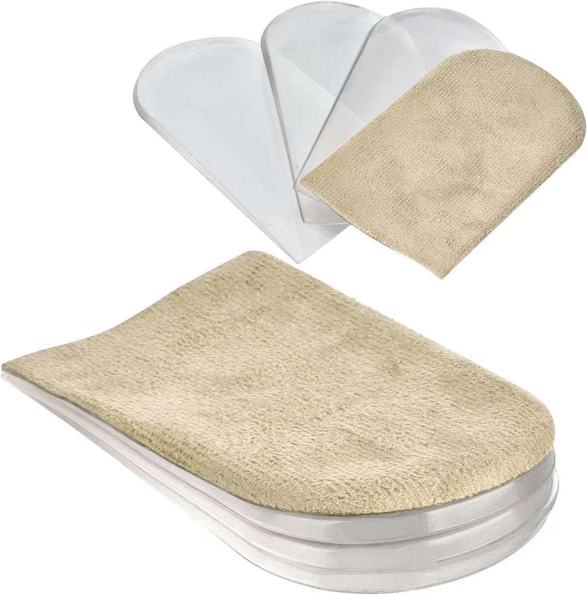Adjustable Heel Lift Inserts 2 Pack Soft Silicone Height Increase Insoles Heel Lifts for Shoes 1/4" to 1" - 4 Layers