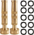 Adjustable Twist Hose Nozzle, 4" Heavy-Duty Brass Hose Nozzle with 10 Garden Hose Rubber Washers, 2 Pack
