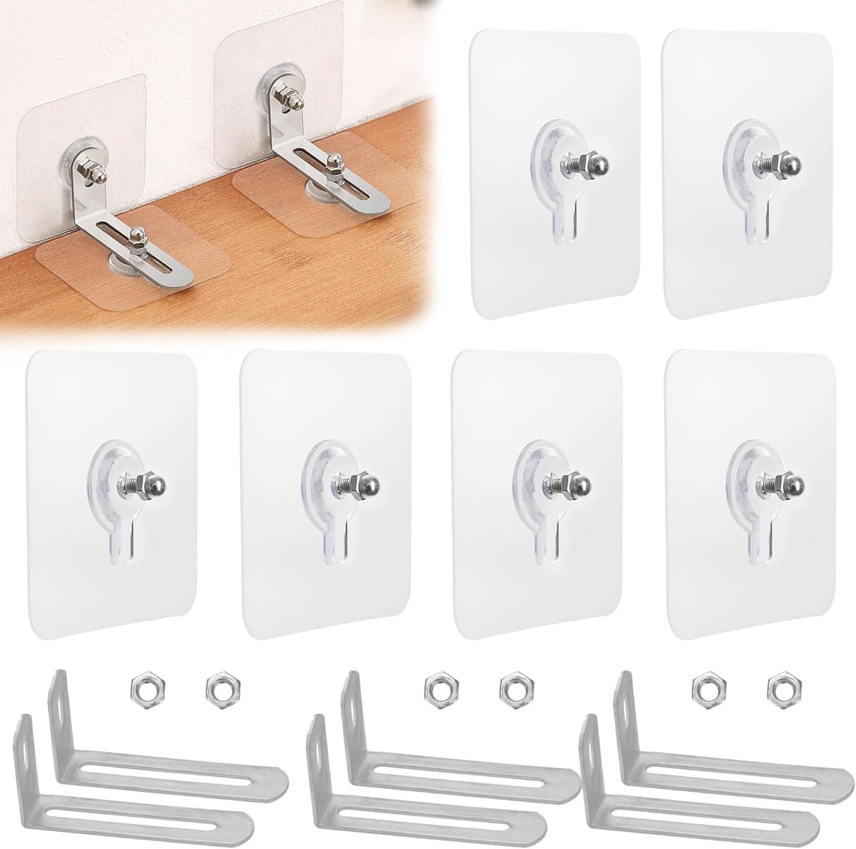 No Drill Furniture Anchors 6 Packs Anti Tip Furniture Straps Kit Adhesive Furniture Wall Anchors for Baby Proofing, Secure Bookcase Dresser Shelf Cabinet Wall