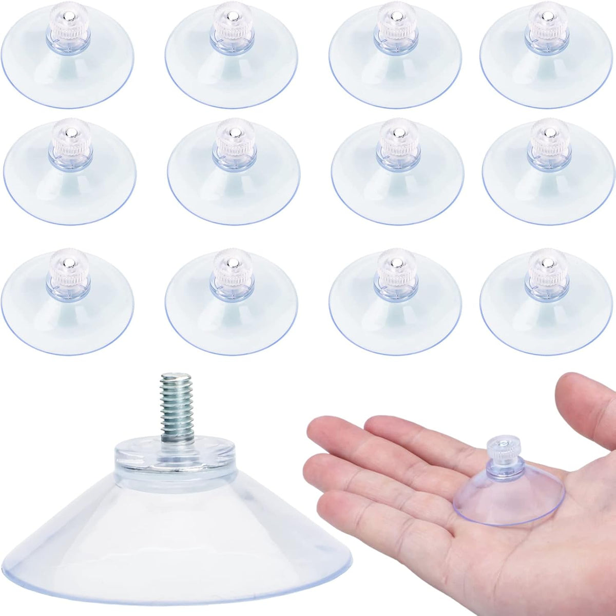 40 mm Glass Suction Pads Clear PVC Sucker Pads Suction Holder Without Hooks for Bathroom Wall Door Glass Window Car Shade (Clear, 12pcs)