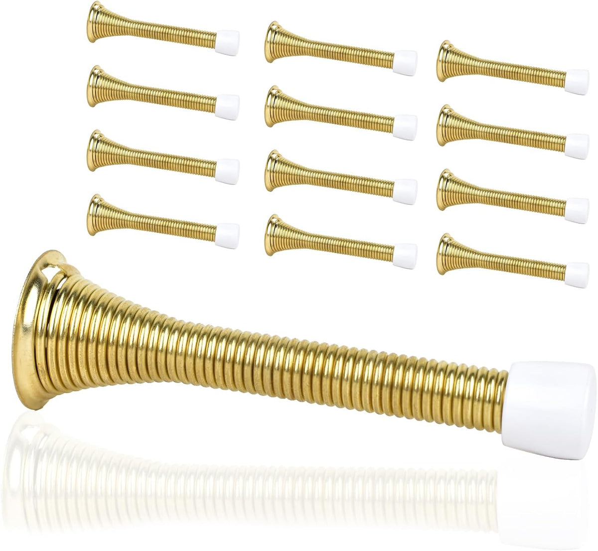 Spring Door Stoppers, 12 Pack Door Stops Wall Protector, Doorstops for Inside Door with 6 Rubber Bumper (Gold)