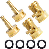 2 Set Heavy Duty Brass Hose Nozzle, Pressure Jet Nozzle with Hose Shutoff Valve, 3/4" GHT Nozzles for Garden Hose, Car Wash, Extra 4 Rubber Washers
