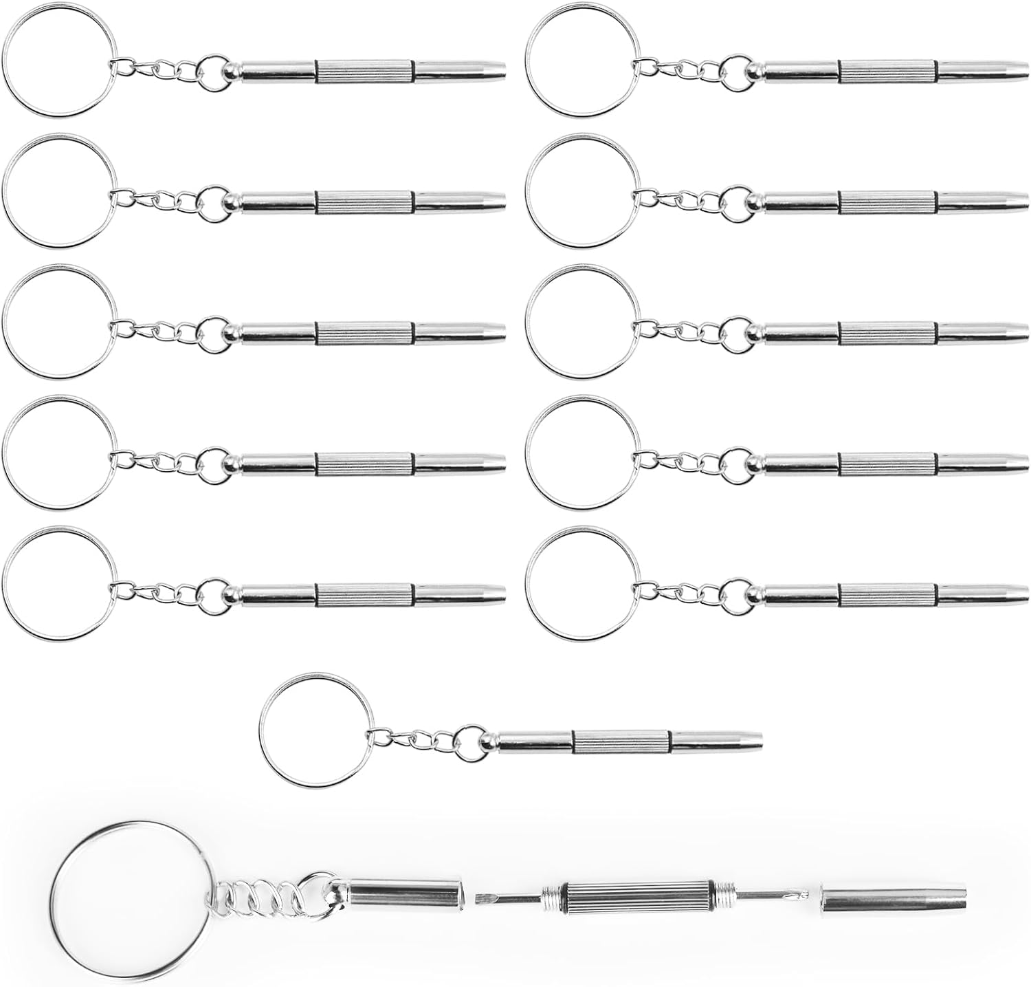 12 Pcs Keychain Eyeglass Screwdriver 3 in 1 Screwdriver Key Steel Eyeglass Screwdriver Eyeglass Screwdriver Repair Kit with Keychain Portable Screwdriver Hand Tools