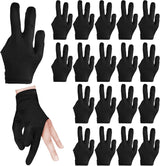 3 Fingers Pool Gloves 20Pcs Billiard Glove Universal Cue Sports Gloves Pool Left Right Hand Gloves Breathable Elastic Show Gloves Sport Gloves for Billiard Accessories, Black