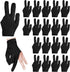 3 Fingers Pool Gloves 20Pcs Billiard Glove Universal Cue Sports Gloves Pool Left Right Hand Gloves Breathable Elastic Show Gloves Sport Gloves for Billiard Accessories, Black