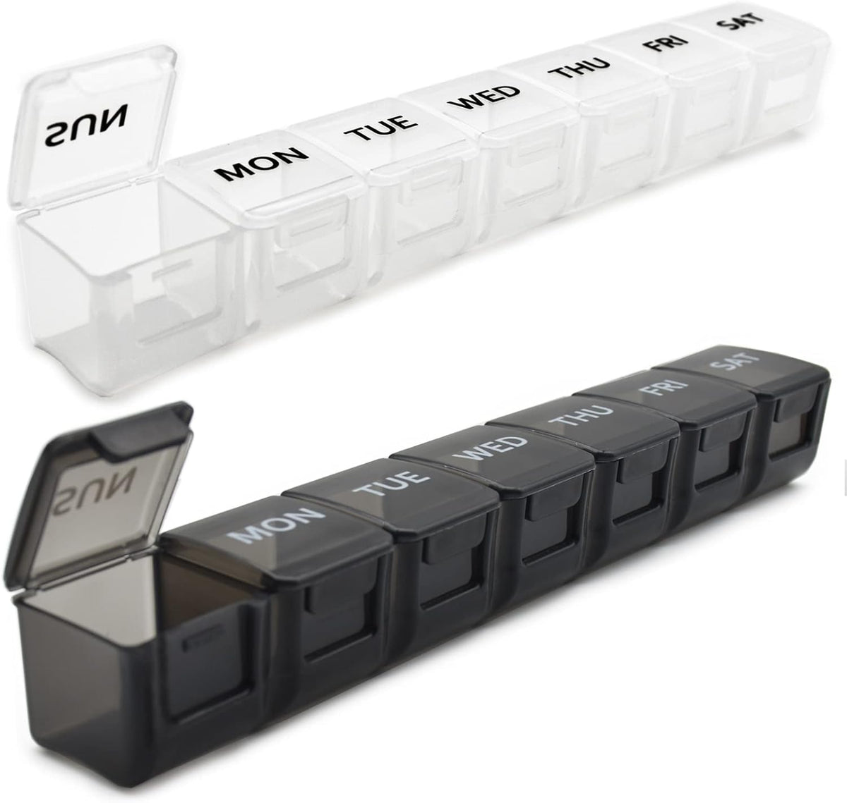 7 Pack TSA Approved Travel Luggage Tag and 2 Pack Weekly Pill Organizer